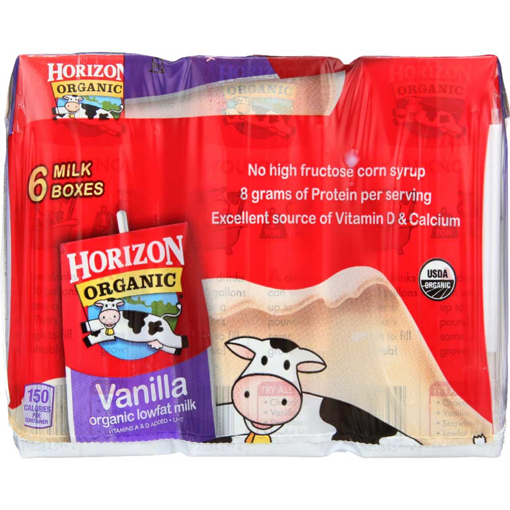 HORIZON 48oz ORGANIC LOW FAT MILK VANILLA (6PK)