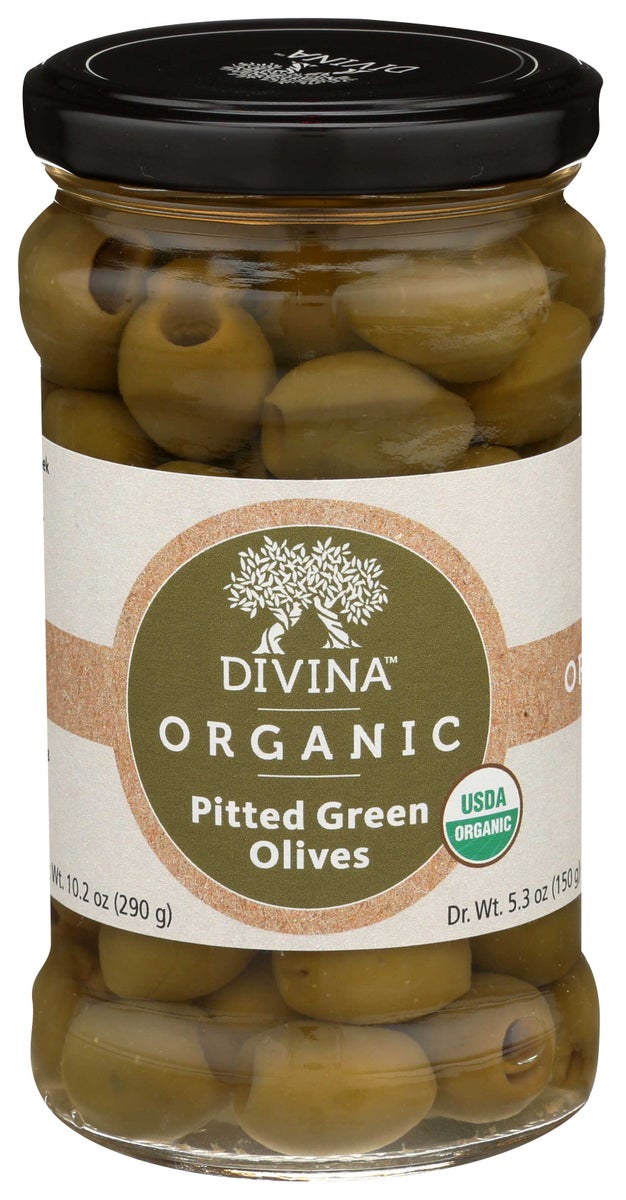 DIVINA 10.2 ORGANIC PITTED GREEN OLIVES 
