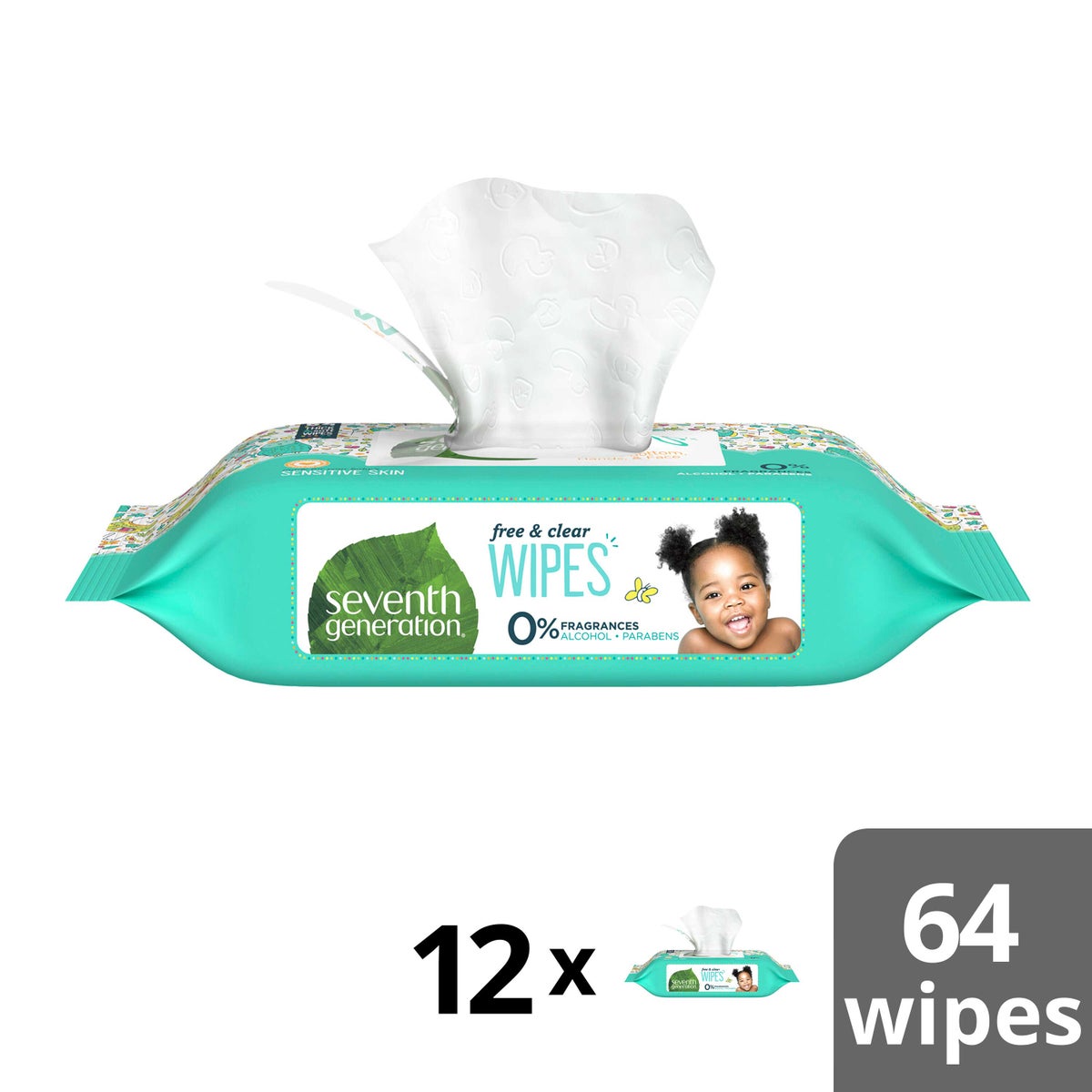 SEVENTH GENERATION 64ct FREE & CLEAR BABY WIPES