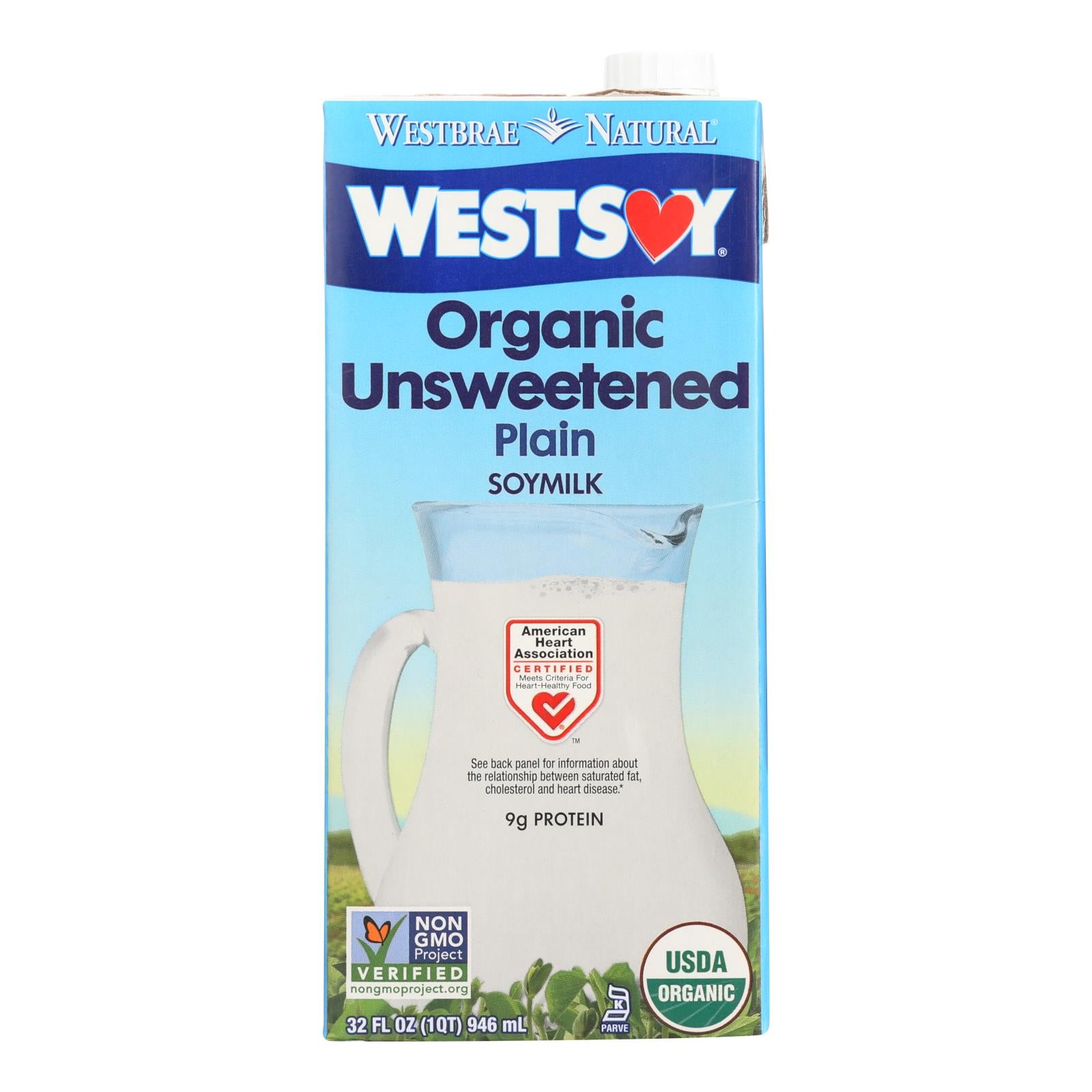 WESTSOY 32oz UNSWEETENED ORGANIC SOY MILK, PLAIN