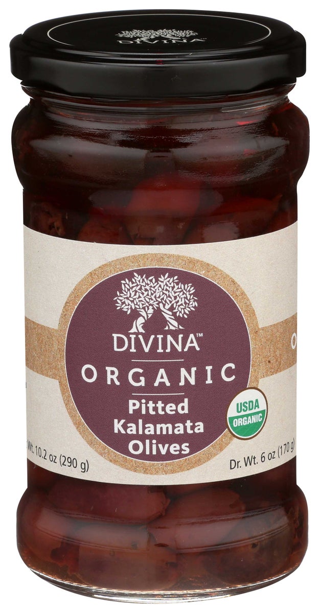 DIVINA 6oz ORGANIC PITTED KALAMATA OLIVES.