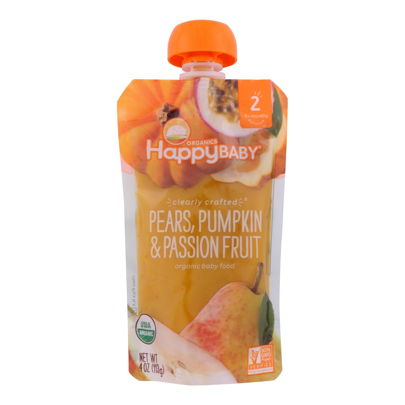 HAPPYBABY 4oz CLEARLY CRAFTED PEARS PUMPKIN AND PASSIONFRUIT