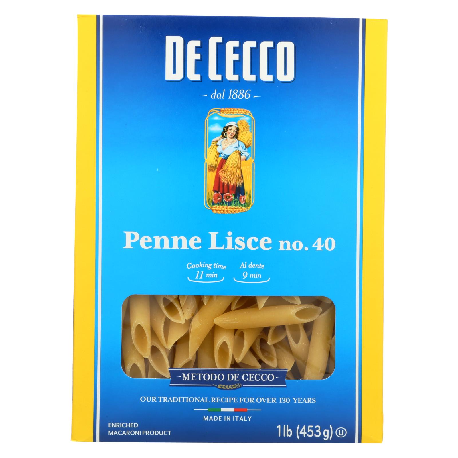 DE CECCO 16oz NO.40 PENNE LISCE