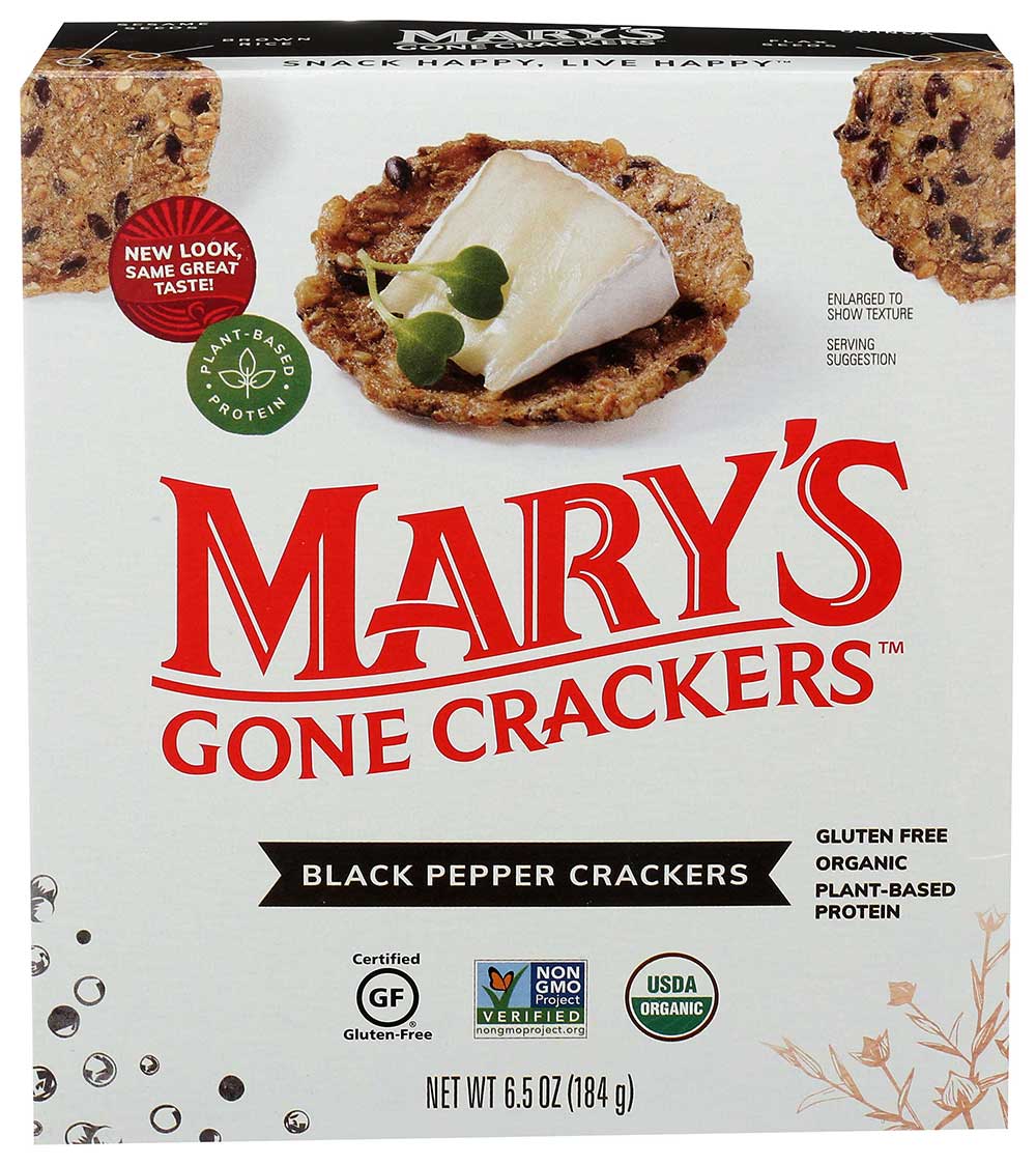 MARY'S GONE CRACKERS 6.5oz  BLACK PEPPER CRACKERS 