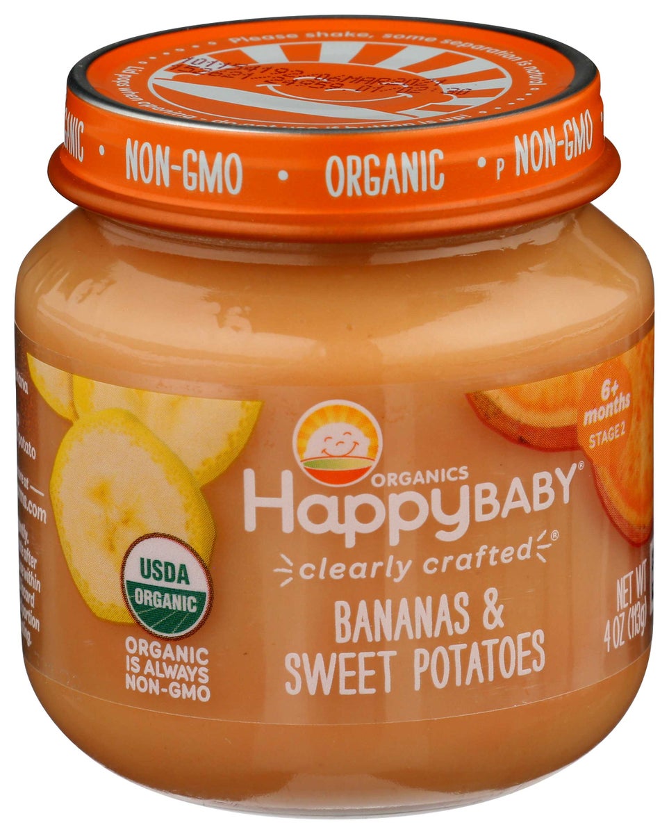 HAPPYBABY 4oz ORGANIC BABY FOOD STAGE 2 CLEARLY CRAFTED BANANAS & SWEET POTATO