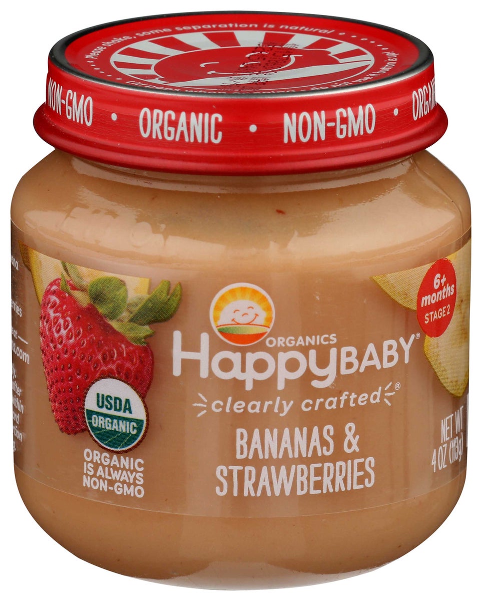 HAPPYBABY 4oz ORGANIC BABY FOOD STAGE 2 CLEARLY CRAFTED BANANAS & STRAWBERRIES