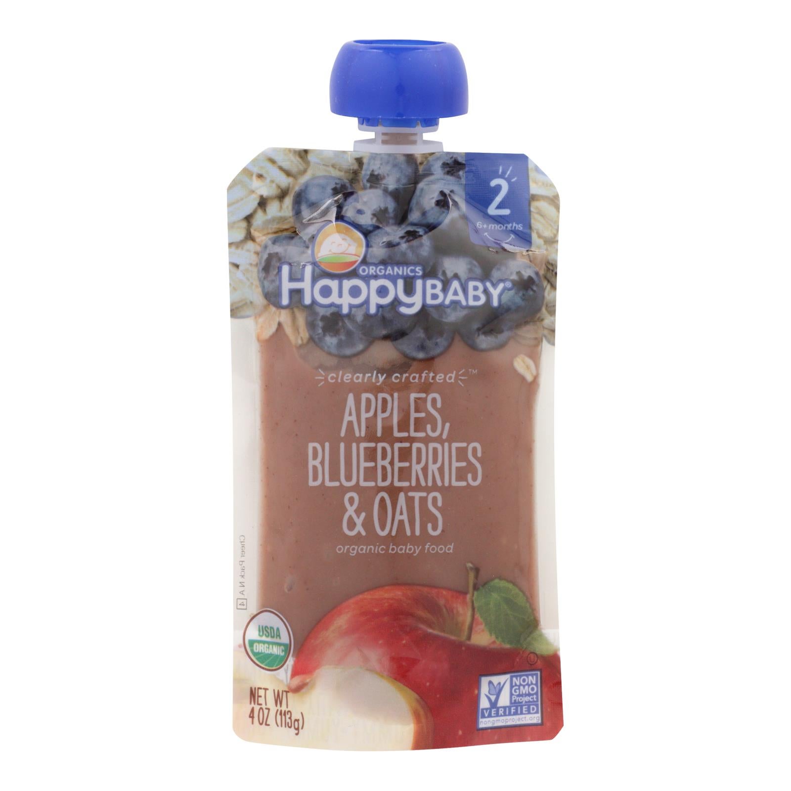 HAPPYBABY 4oz CLEARLY CRAFTED APPLE BLUEBERRIES & OATS