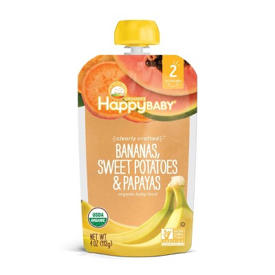 HAPPYBABY 4oz CLEARLY CRAFTED BANANAS SWEET POTATOES & PAPAYAS