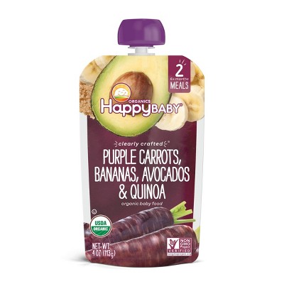 HAPPYBABY 4oz ORGANIC BABY FOOD PURPLE CARROTS BANANA