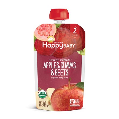 HAPPYBABY 4oz CLEARLY CRAFTED APPLES GUAVAS & BEETS