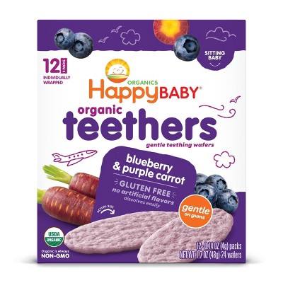 HAPPYBABY 1.7oz ORGANIC TEETHERS GENTLE BLUEBERRY & PURPLE CARROT
