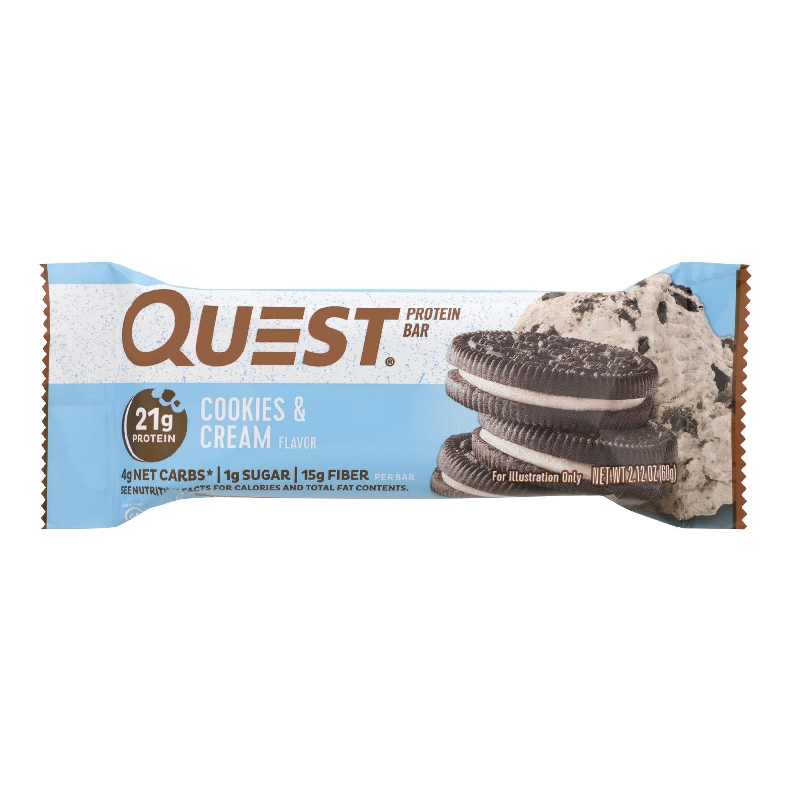 QUEST 2.12OZ COOKIES AND CREAM PROTEIN BAR