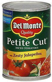 DEL MONTE 14.5oz PETITE CUT DICED TOMATOES W/ZESTY JALAPENOS&HABANERO