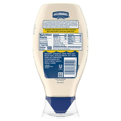 HELLMANN'S 20oz REAL MAYONNAISE SQUEEZE