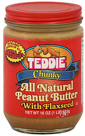 TEDDIE 16oz PEANUT BUTTER W/ FLAXSEED, CHUNKY
