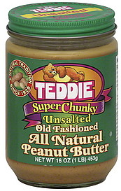 TEDDIE 16oz PEANUT BUTTER, SUPER CHUNKY, UNSALTED
