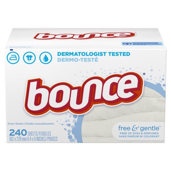Bounce Free and Gentle Fabric Softener Dryer Sheet, 240 count per pack 