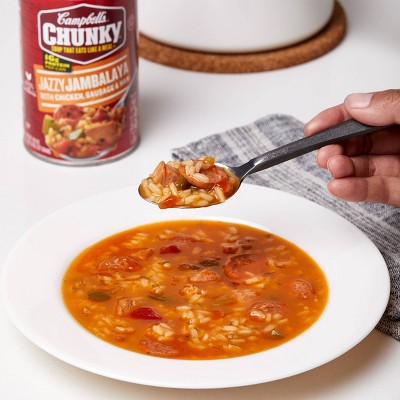 CAMPBELLS 18.6OZ CHUNKY JAZZY JAMBALAYA WITH CHICKEN, SAUSAGE HAM SOUP 