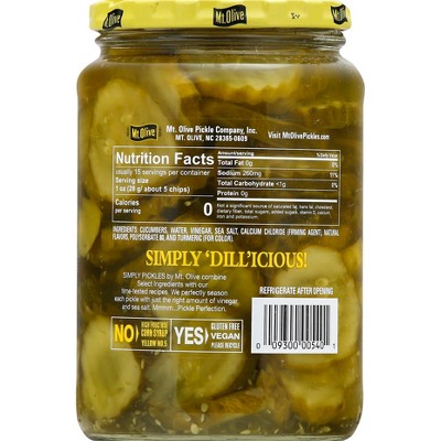 MT. OLIVE 24floz SIMPLY PICKLES HAMBURGER DILL CHIPS 