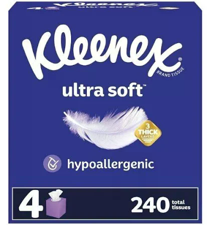 KLEENEX 240ct ULTRA SOFT CUBE 4PK