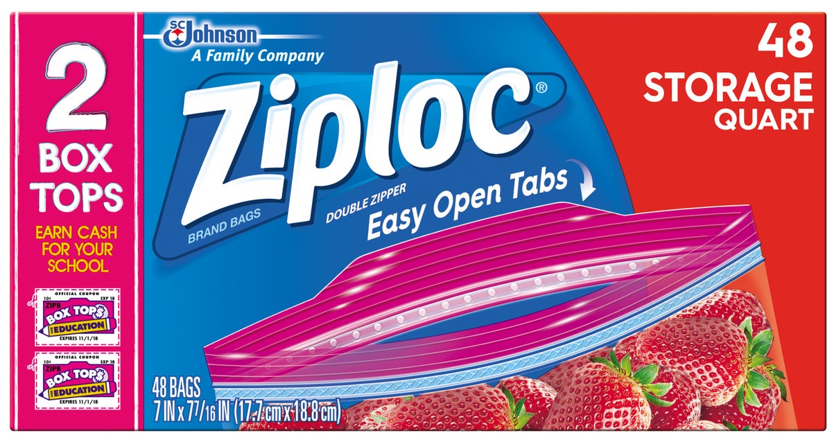 Ziploc 48CT Easy To Open Quart Storage Bag