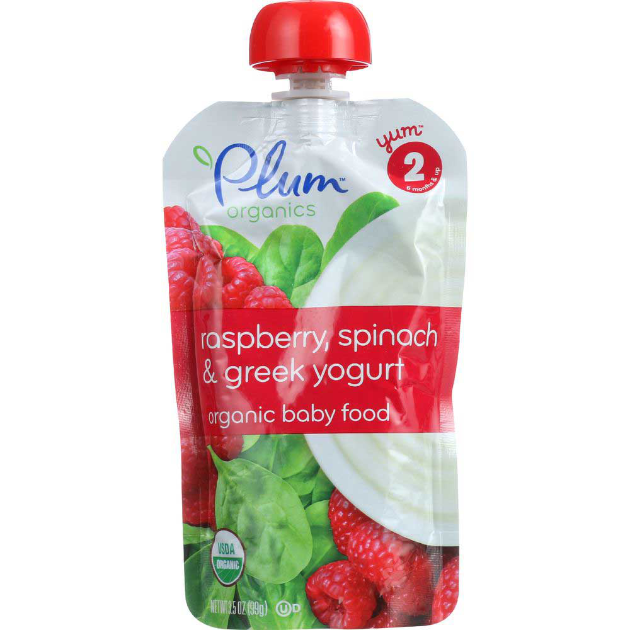 PLUM ORGANICS 3.5oz STAGE 2 APPLE RASPBERRY SPINACH & GREEK YOGURT