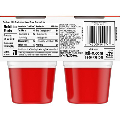 JELL-O 13.5oz ORIGINAL STRAWBERRY JELLO CUPS GELATIN SNACK