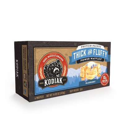KODIAK 14.82OZ PROTEINPACKED THICK FLUFFY POWER WAFFLES BLUEBERRY FROZEN WAFFLES 