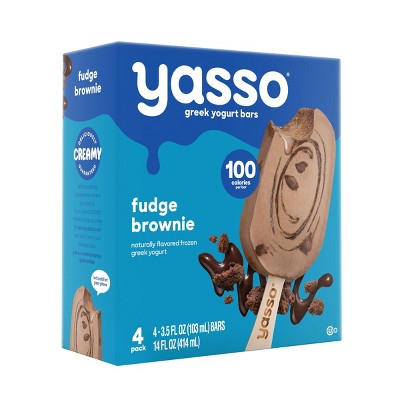 YASSO FROZEN GREEK YOGURT FUDGE BROWNIE BARS 4CT