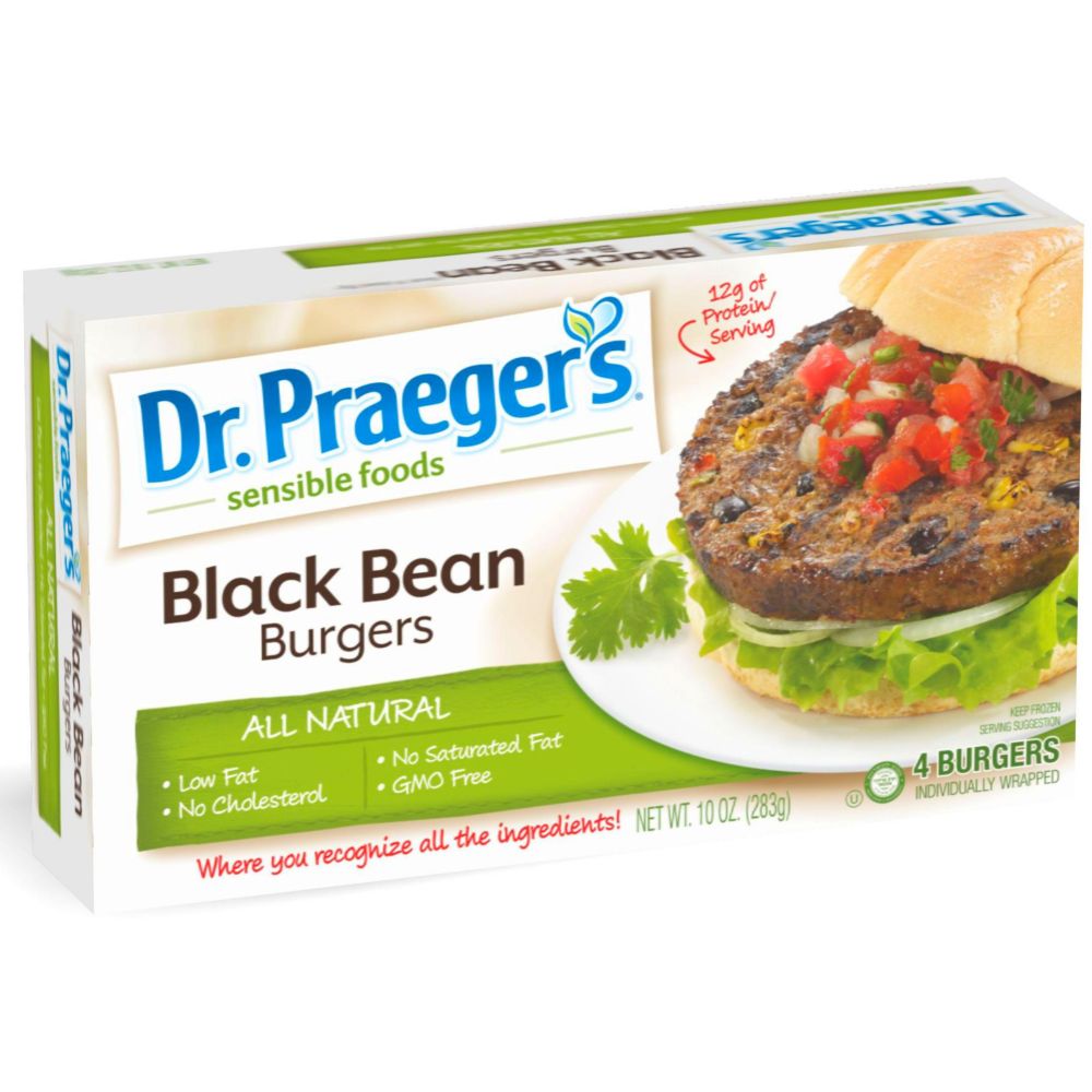 DR. PRAEGER'S BLACK BEAN VEGGIE BURGER, 10oz 