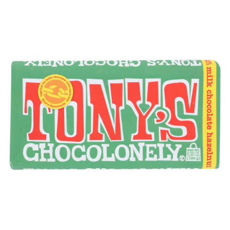 TONY'S CHOCOLONELY 6.35oz BAR MILK CHOCOLATE HAZELNUT