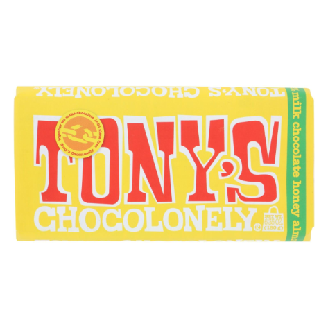 TONY'S CHOCOLONELY 6.35oz BAR MILK CHOCOLATE NOUGAT HONEY