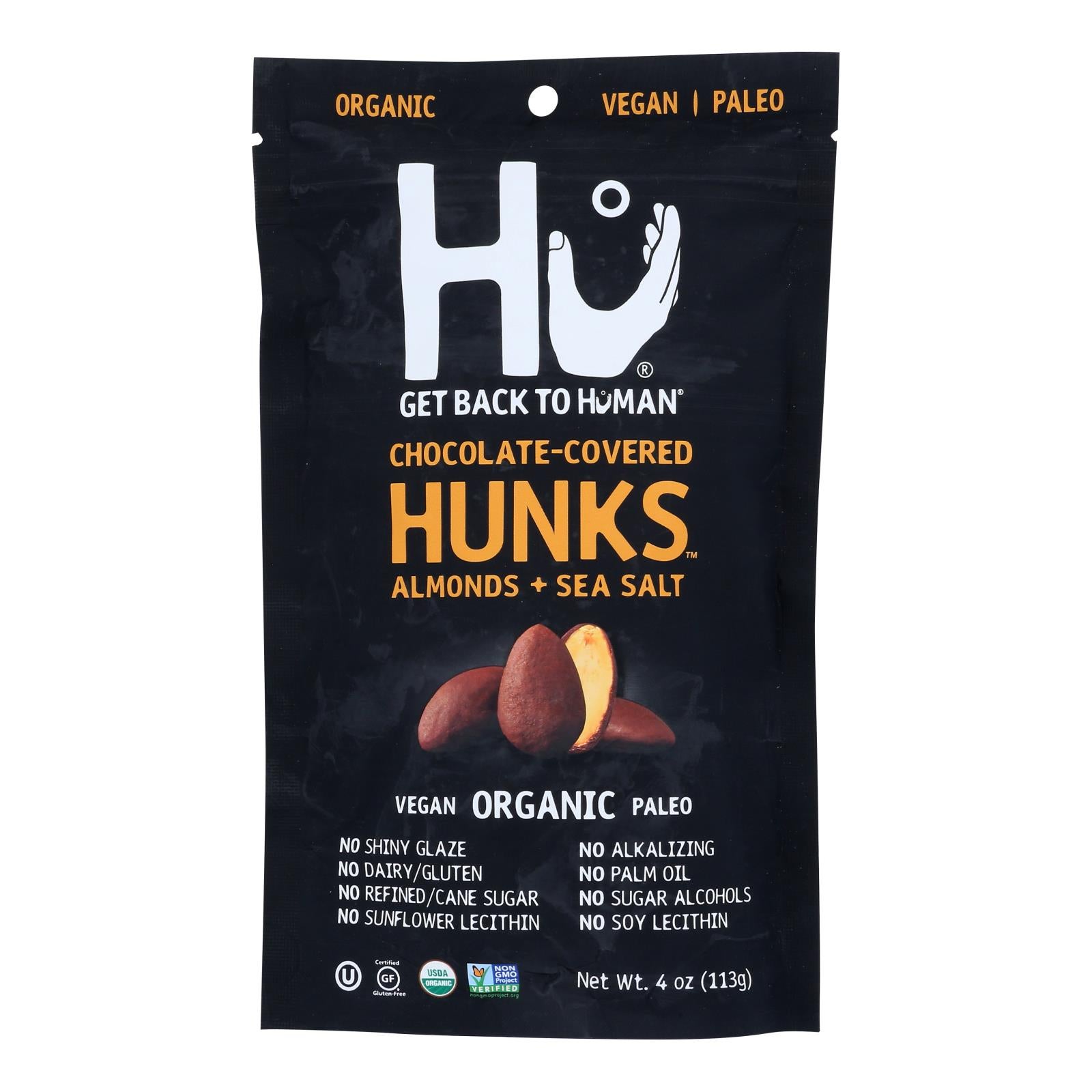 HU KITCHEN 4oz HUNKS ORGANIC CHOCOLATE ALMOND SEA SALT