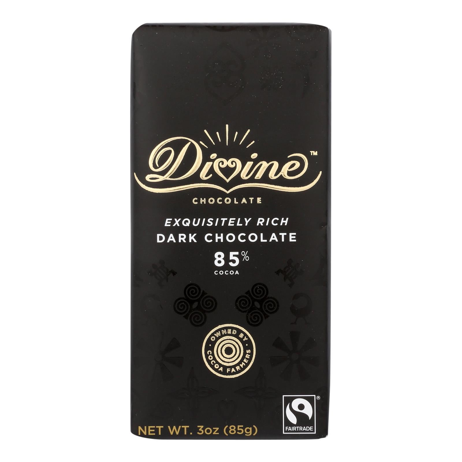 DIVINE 3oz SMOOTH DARK CHOCOLATE  85% COCOA