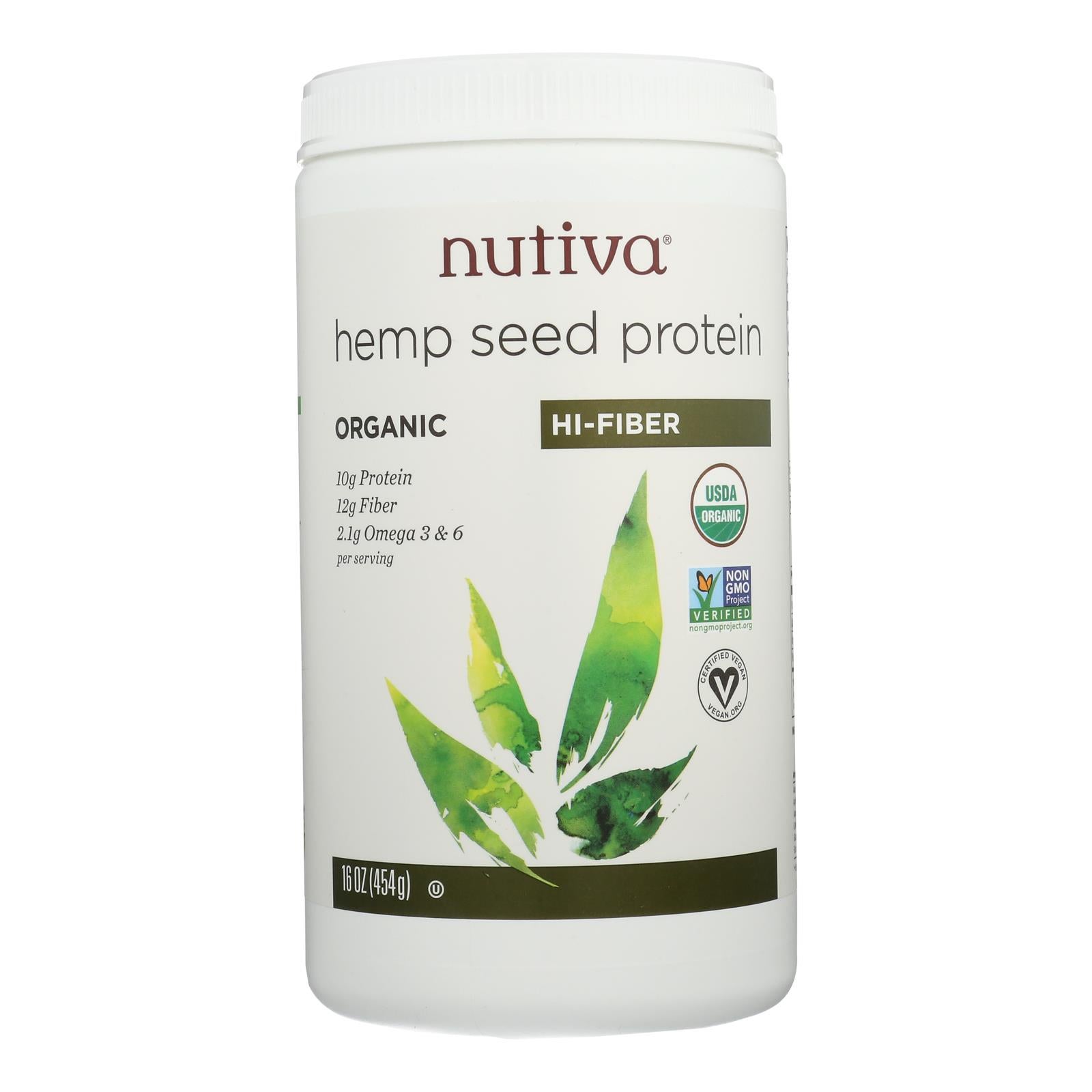 NUTIVA 16oz ORGANIC HEMP PROTEIN HI-FIBER