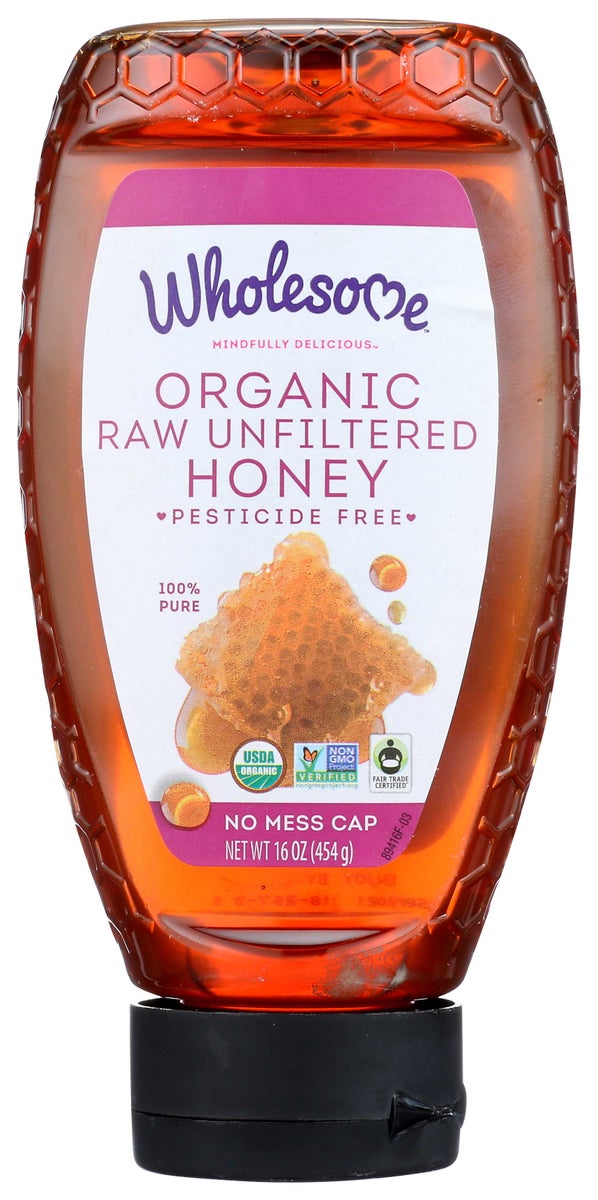 WHOLESOME 16OZ ORGANIC RAW UNFILTERED HONEY