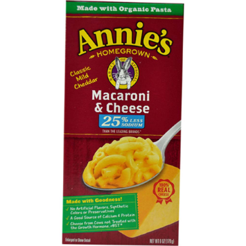 ANNIE'S MAC&CHEESE 6oz 25% L/S MACARONI&CHEDDAR