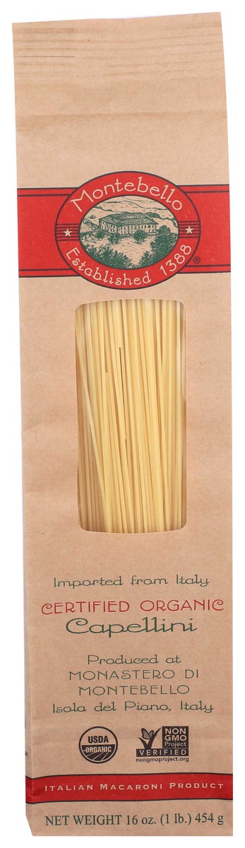 Montebello 16oz  Organic Pasta - Capellini 