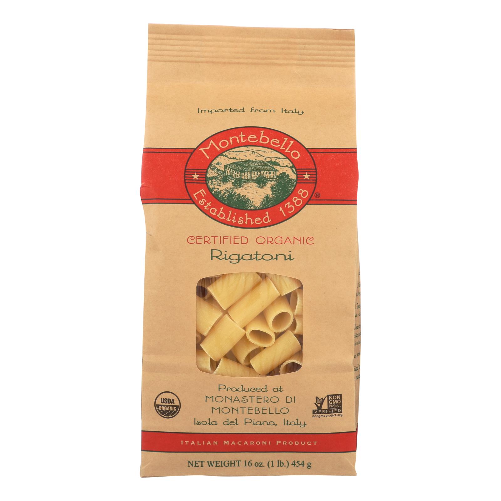 Montebello 16oz Organic Pasta - Rigatoni 