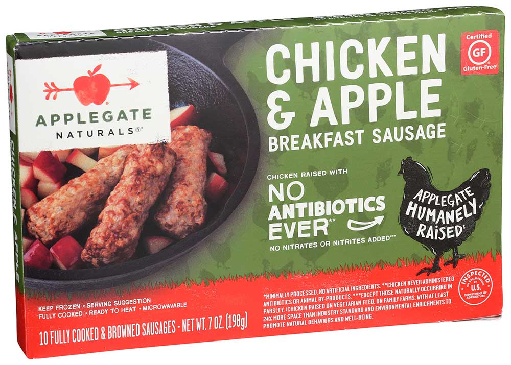 APPLEGATE FARMS CHICKEN AND APPLE BREAKFAST SAUSAGE, 7oz