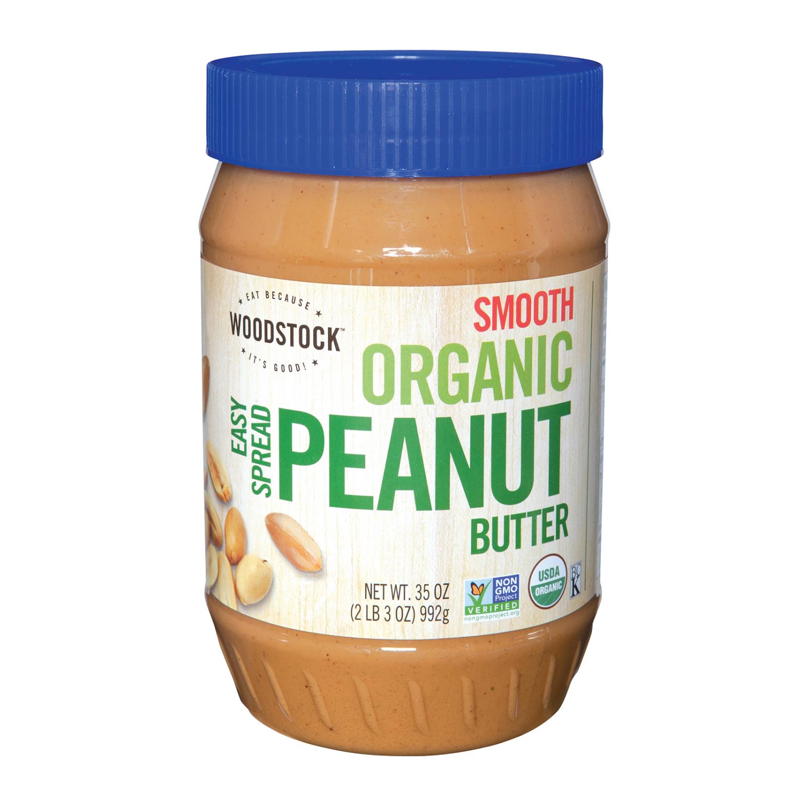 WOODSTOCK 35OZ ORGANIC SMOOTH EASY SPREAD PEANUT BUTTER 
