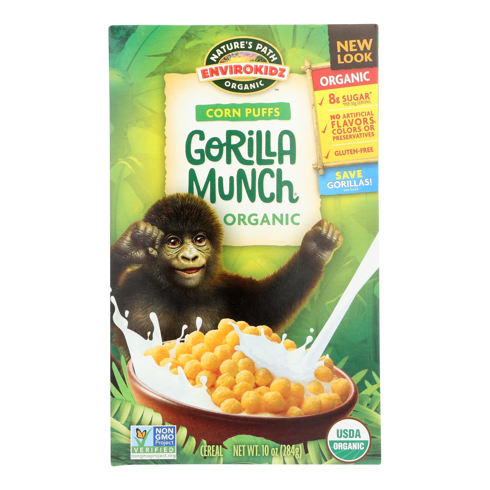 NATURE'S PATH ORGANIC 10oz ENVIROKIDZ CORN PUFF GORILLA MUNCH ORGANIC