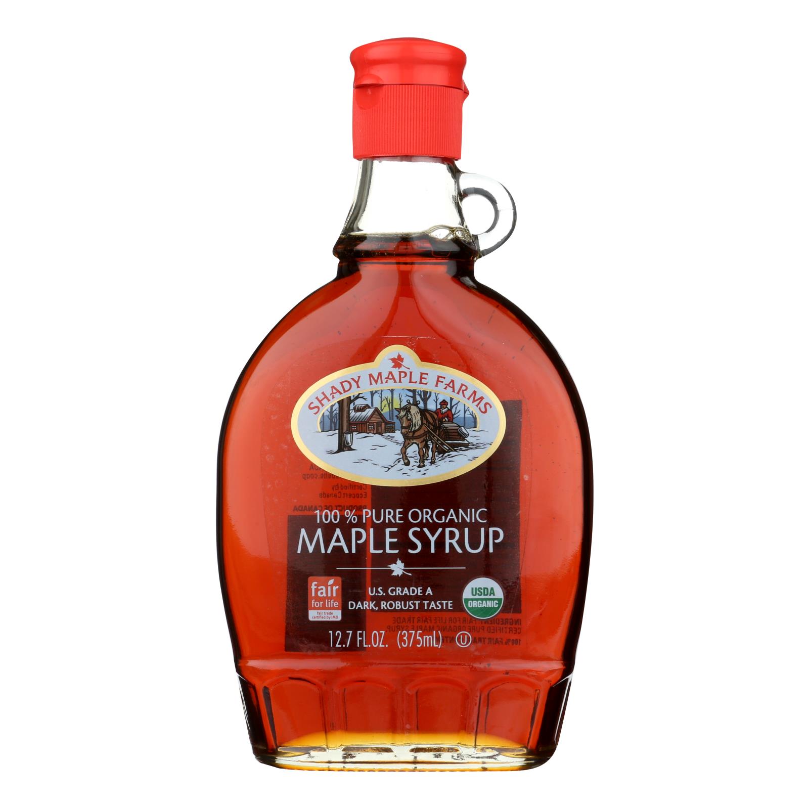 SHADY MAPLE FARMS 12.7FLOZ  ORGANIC MAPLE SYRUP DARK COLOR ROBUST TASTE 