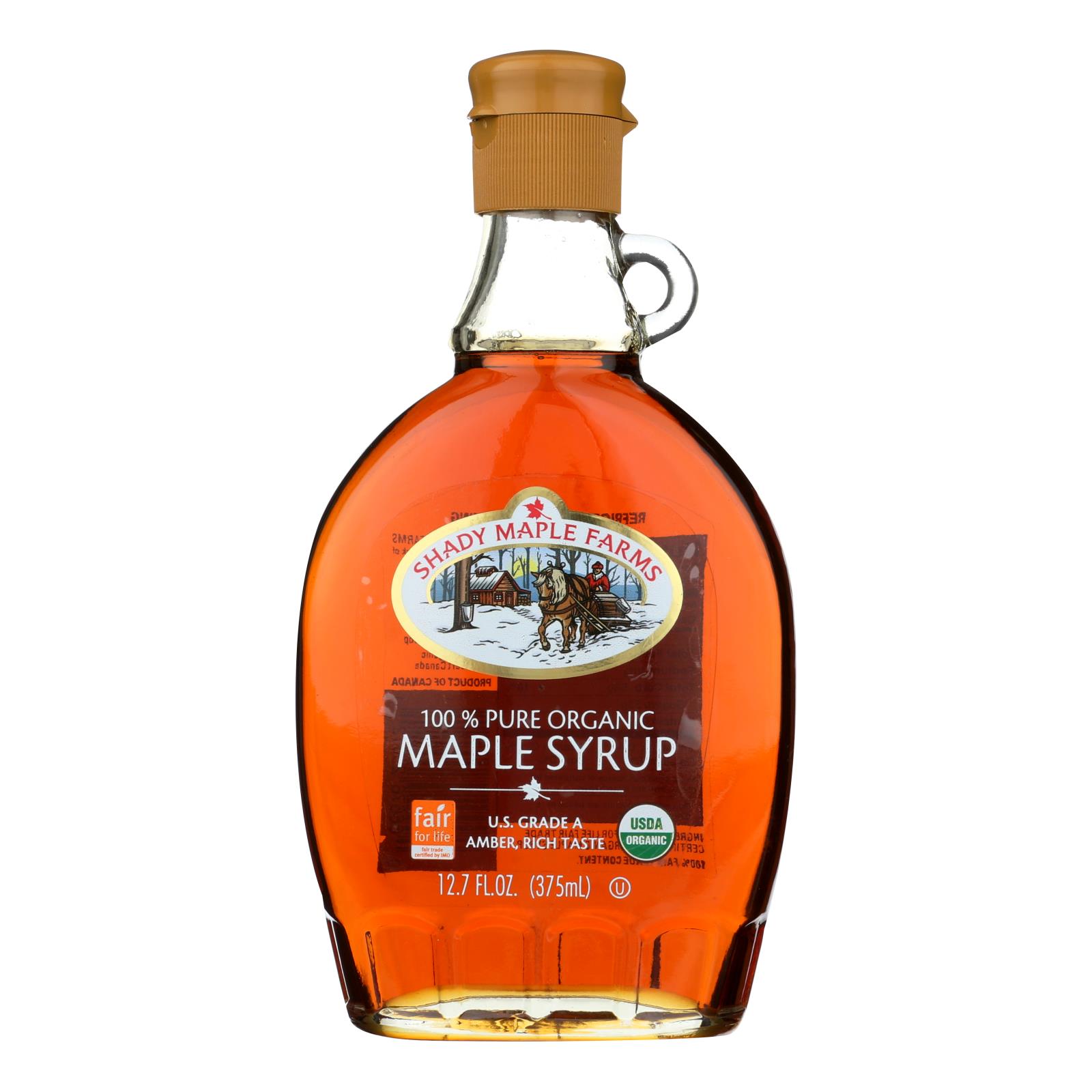 SHADY MAPLE FARMS 12.7FLOZ PURE ORGANIC MAPLE SYRUP AMBER COLOR 