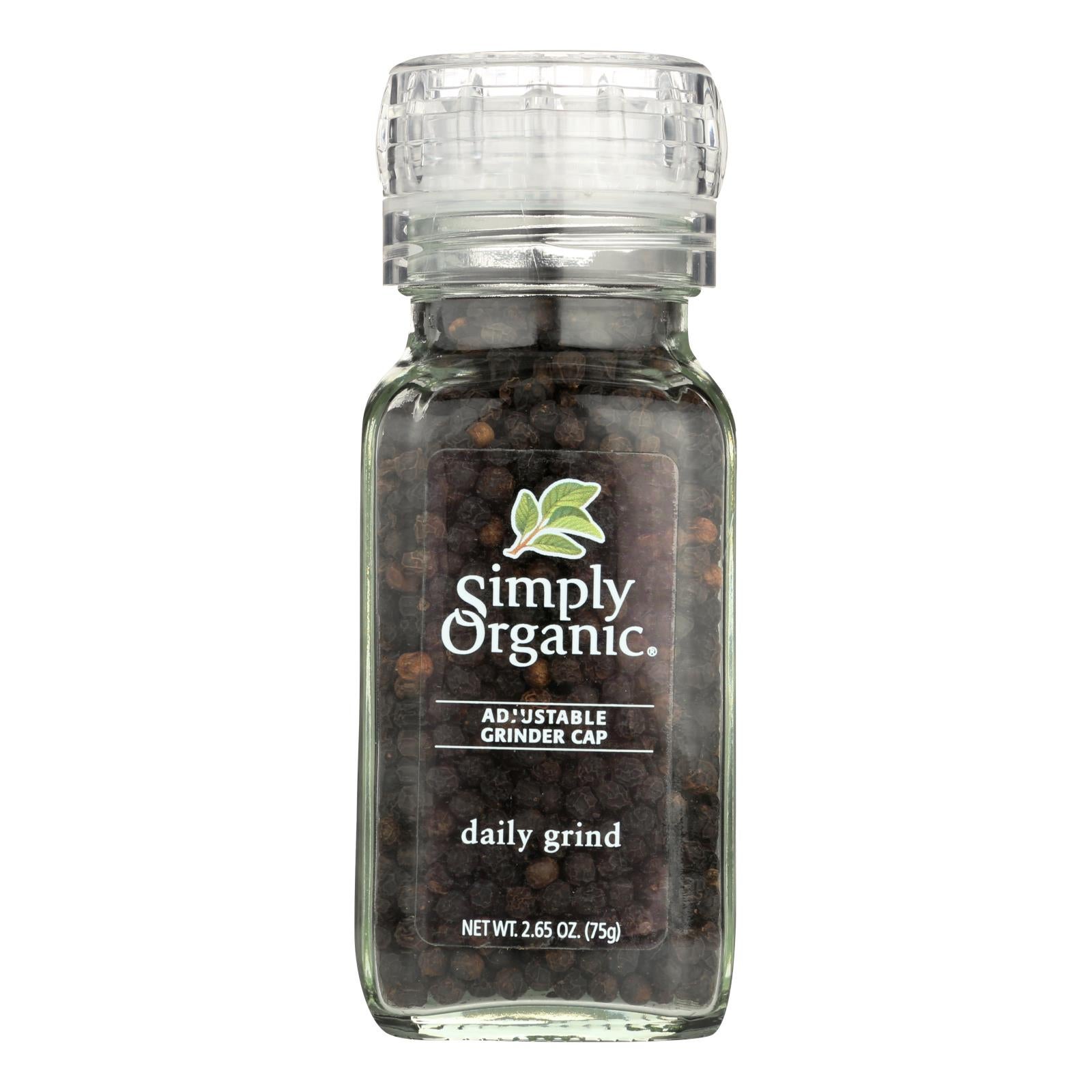 SIMPLY ORGANIC  2.65 oz  BLACK PEPPERCORNS ORGANIC  WITH GRINDER