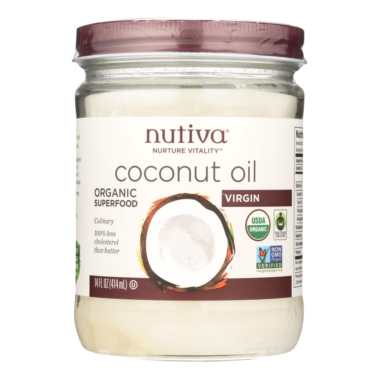NUTIVA 14oz ORGANIC VIRGIN COCONUT OIL, UNREFINED