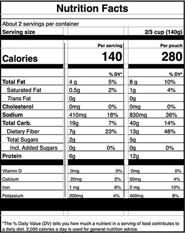 TASTY BITE 10 oz ORGANIC INDIAN MADRAS LENTILS 3 BEAN 