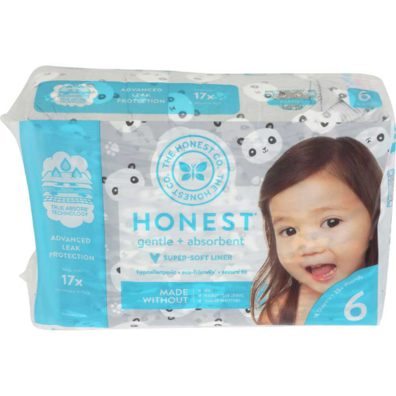 THE HONEST COMPANY 18ct DIAPERS SIZE 6, PANDAS