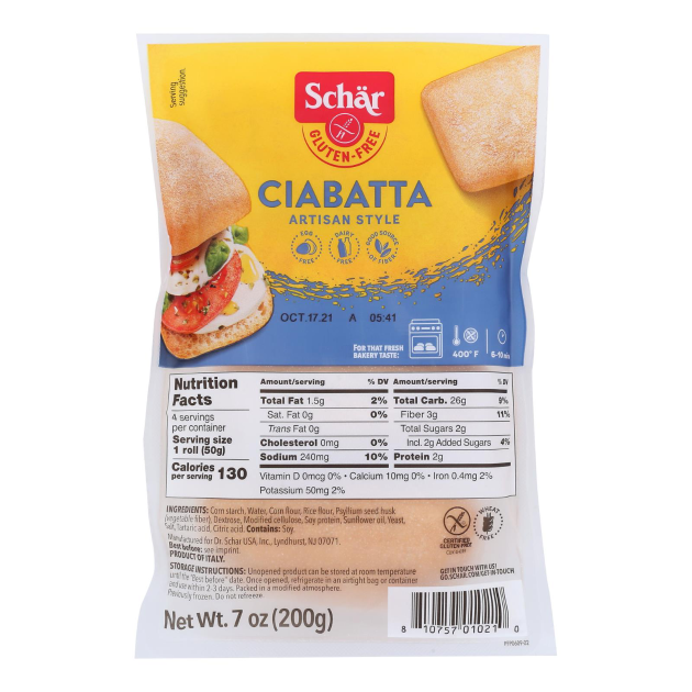 SCHAR  7.1oz CIABATTA GLUTEN FREE 