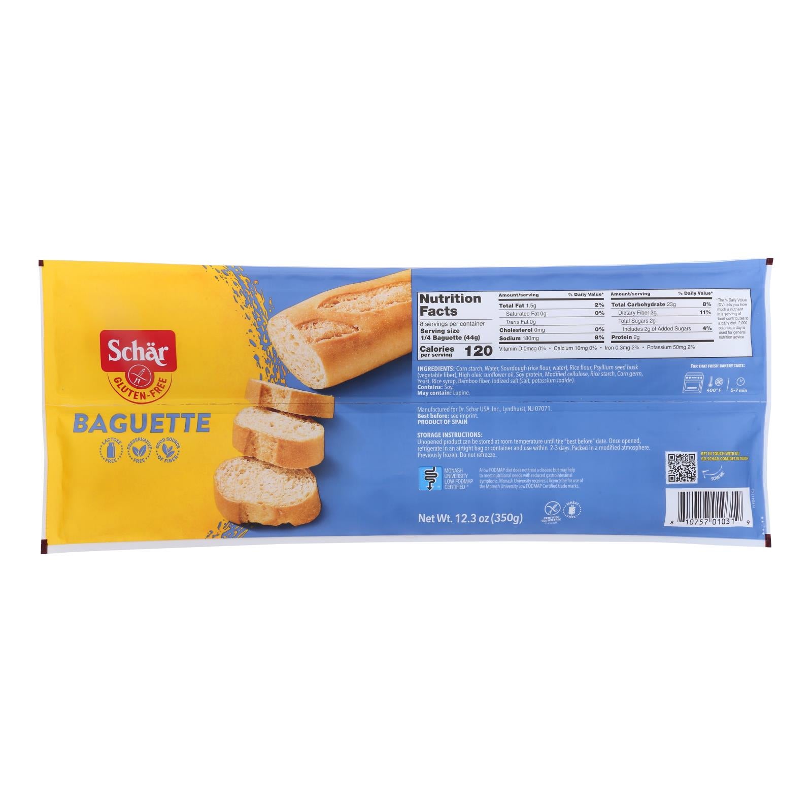 SCHAR 12.3OZ  BAGUETTES GLUTEN FREE 